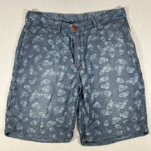 Robert Graham Shorts Mens 32 Classic Fit Yates Reversible Palm Floral Skulls